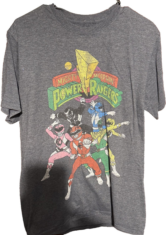 Mighty Morphin Power Rangers T-Shirt Men Sz XL ? Gray/Blue