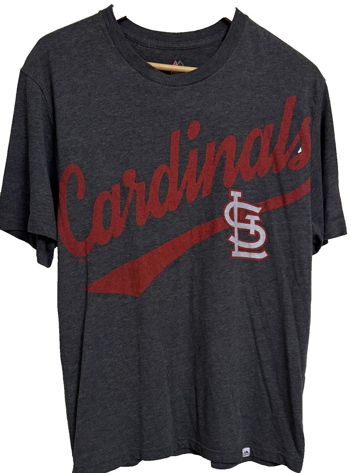 St. Louis Cardinals Majestic T-Shirt Script Size L Gray