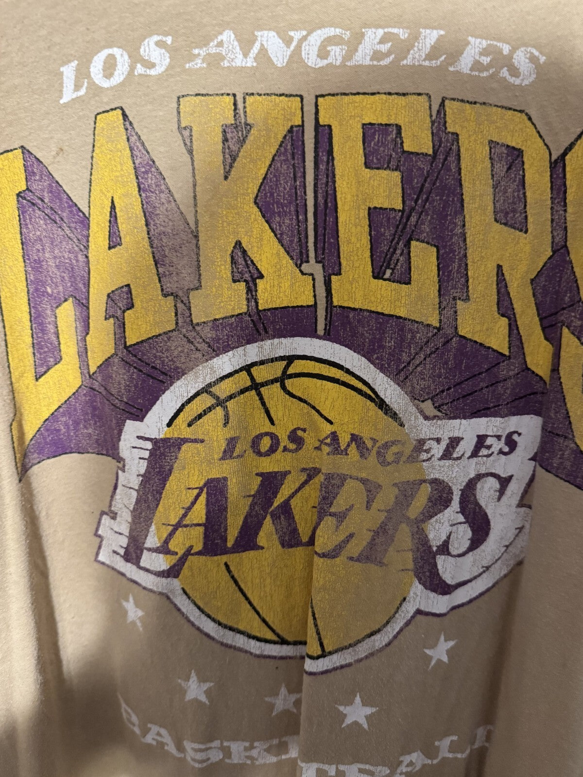 Los Angeles Lakers Men Size XL Tan S/S T-Shirt
