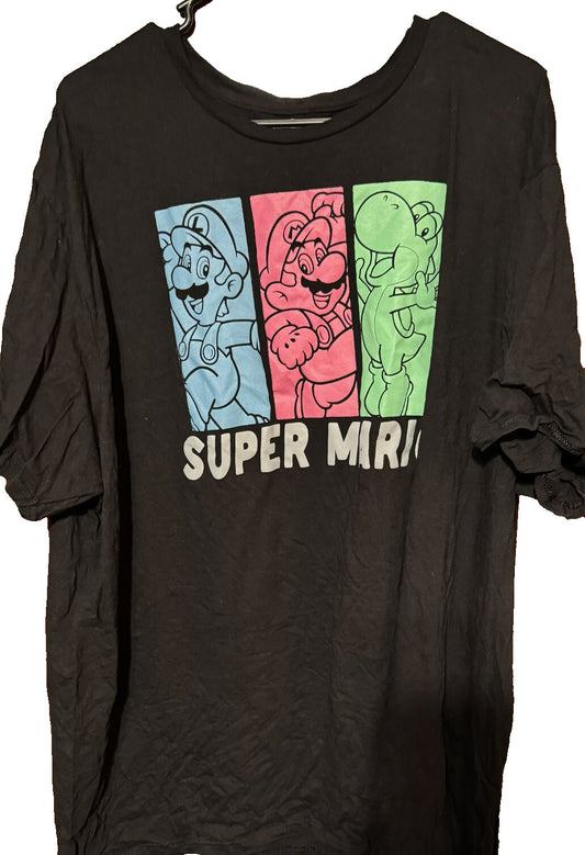 Super Mario Brothers Characters T Shirt Men's Size 3XL Black