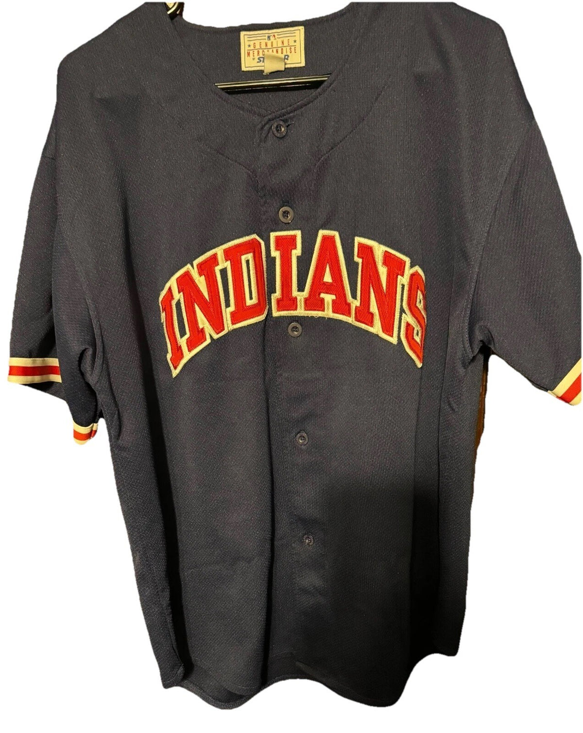 Cleveland Indians Vintage Starter Embroidered Button Down Jersey Men's L Blue