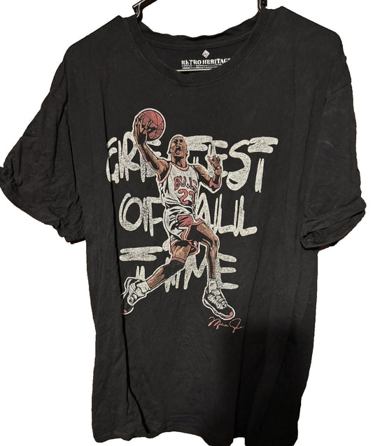 Chicago Bulls Micheal Jordan GOAT T-Shirt Men’s XL Black