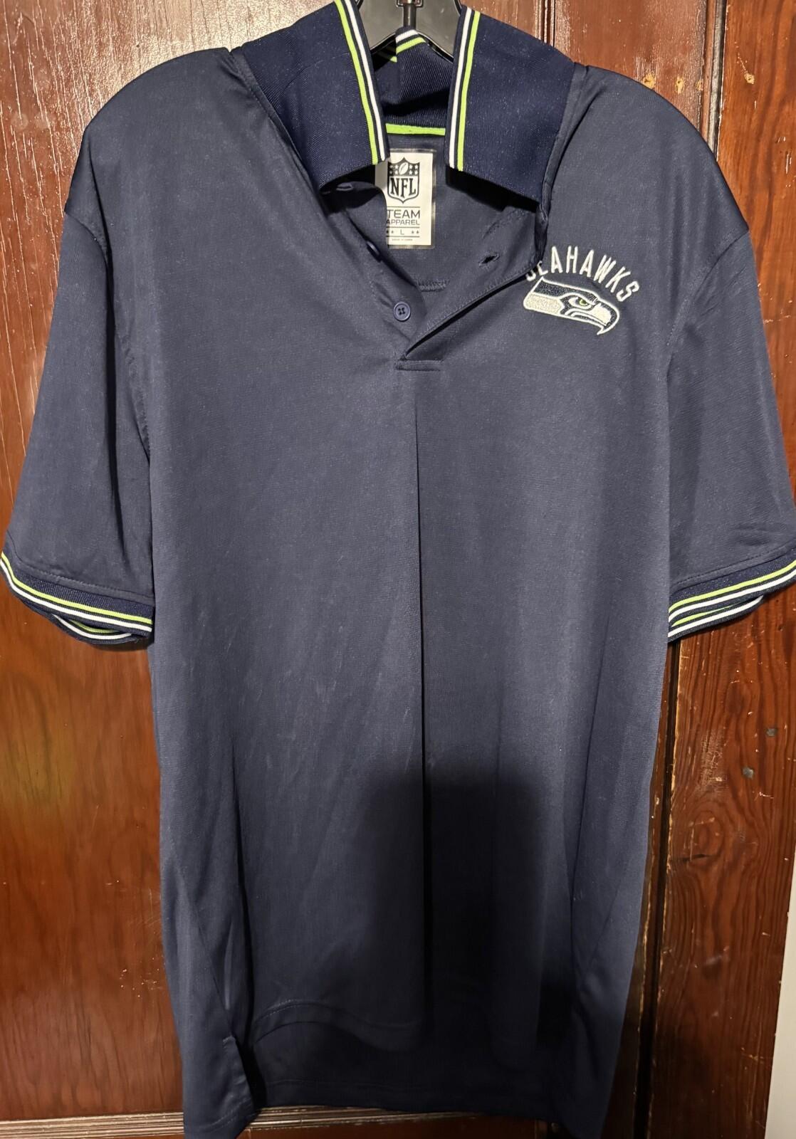 Seattle Seahawks Logo S/S Polo Men Size L Blue