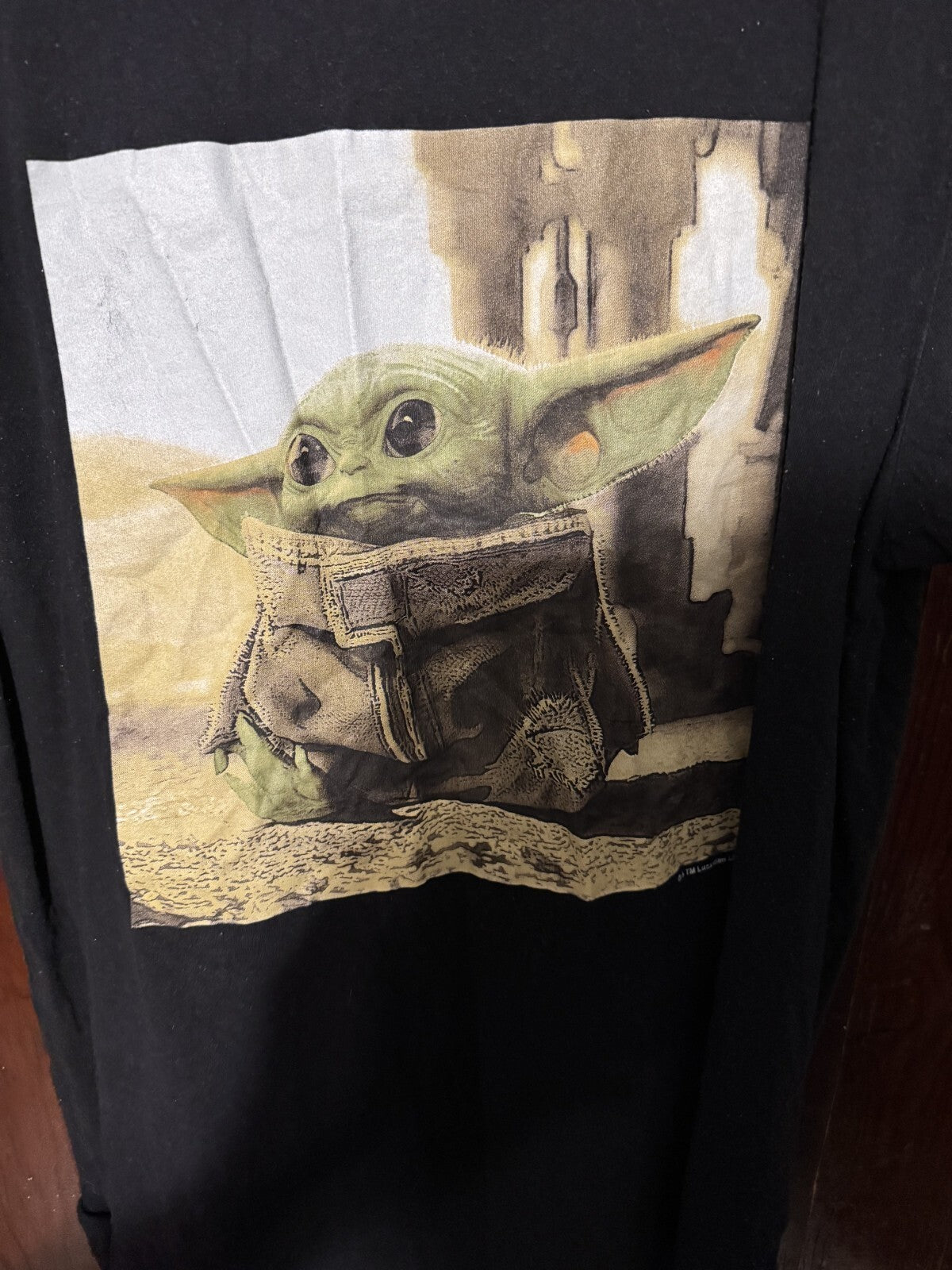 Star Wars Logo Mandalorian Grogu T-Shirt Men's Size L Black