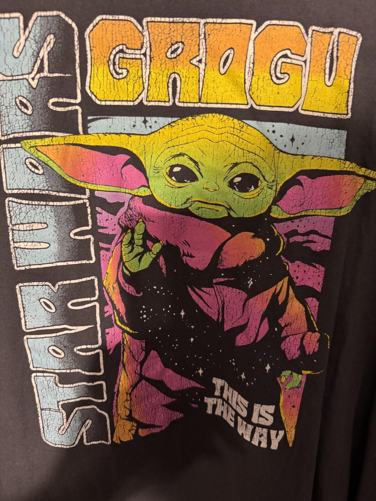 Star Wars Logo Mandalorian Grogu T-Shirt Men's Size XXL Gray