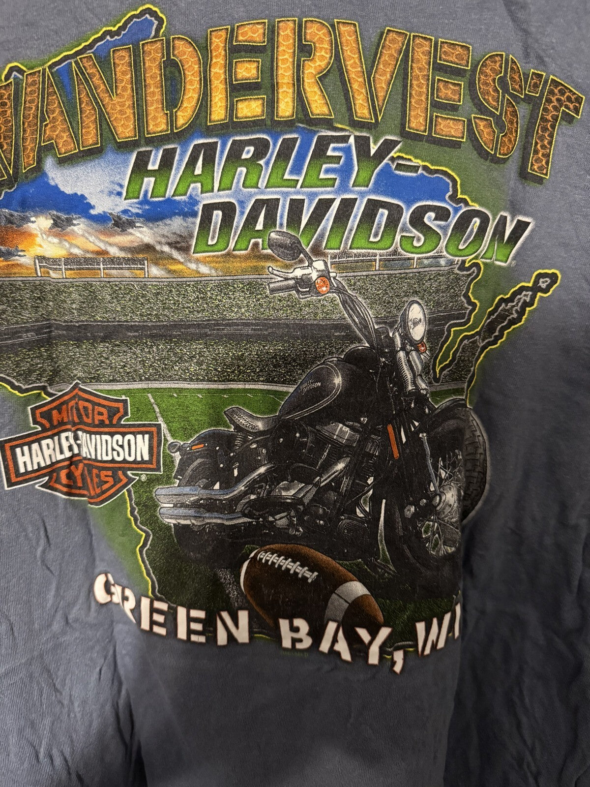 Harley-Davidson of Green Bay Vintage T-Shirt Men Sz XL Blue
