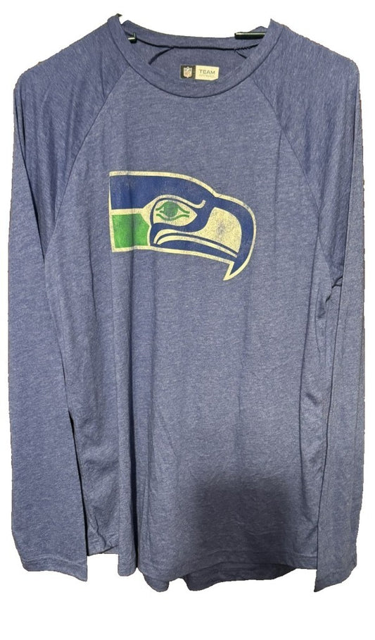 Seattle Seahawks Vintage Logo L/S T-shirt Men Size L Blue NEW WITH TAGS