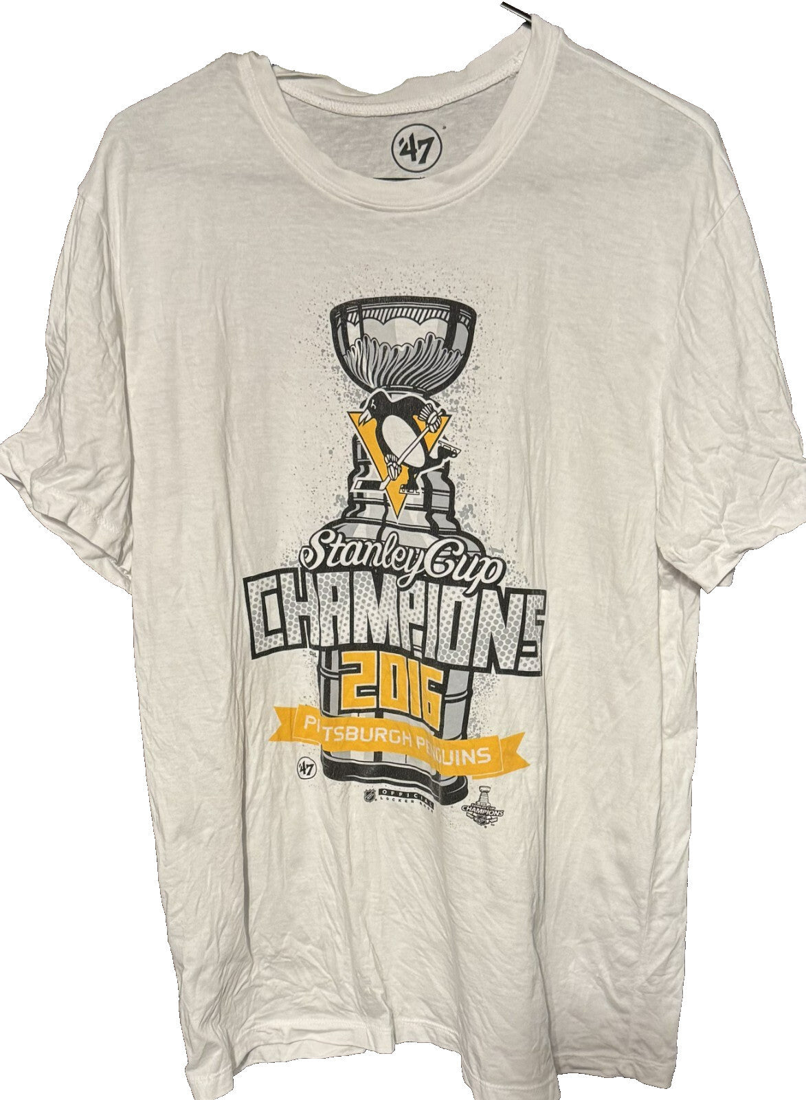Pittsburgh Penguins White '47 Brand T-Shirt 2016 Stanley Cup Champion Men Size L