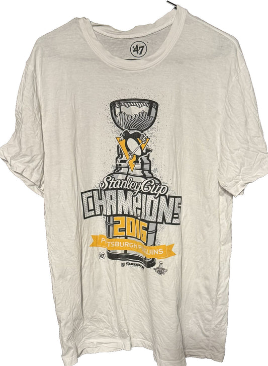 Pittsburgh Penguins White '47 Brand T-Shirt 2016 Stanley Cup Champion Men Size L