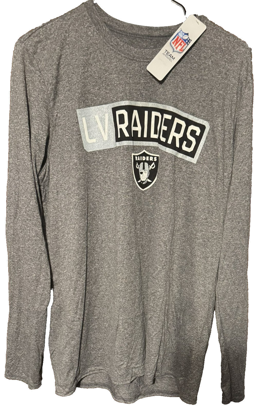 Las Vegas Oakland LA Raiders NFL Gray L/S Dri Fit Tee Men sz L NEW WITH TAGS