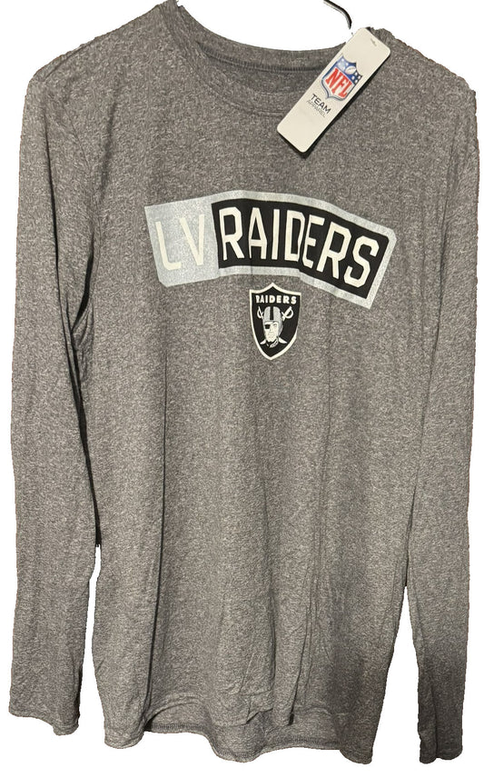 Las Vegas Oakland LA Raiders NFL Gray L/S Dri Fit Tee Men sz L NEW WITH TAGS
