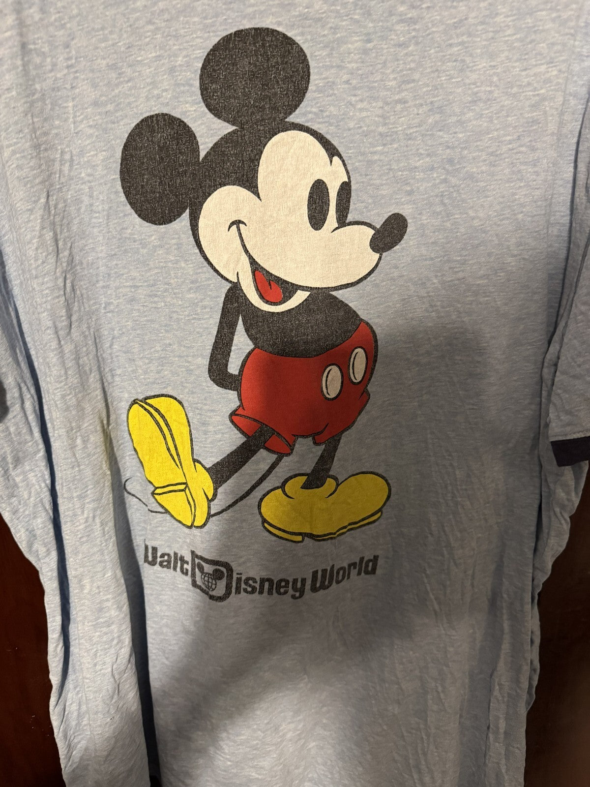 Mickey Mouse Disney Ringer T-Shirt Blue Men's Size XL
