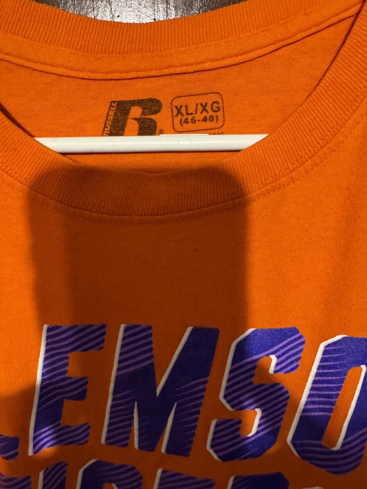 Clemson Tigers Russell Athletic T-shirt Men Sz XL Orange