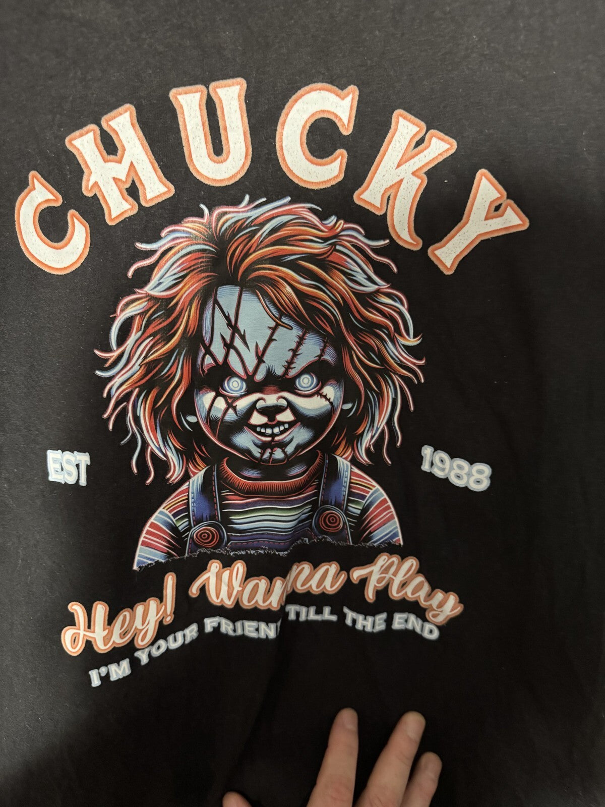 Chucky Child's Play Logo T-Shirt Men's Size XL Black Horror