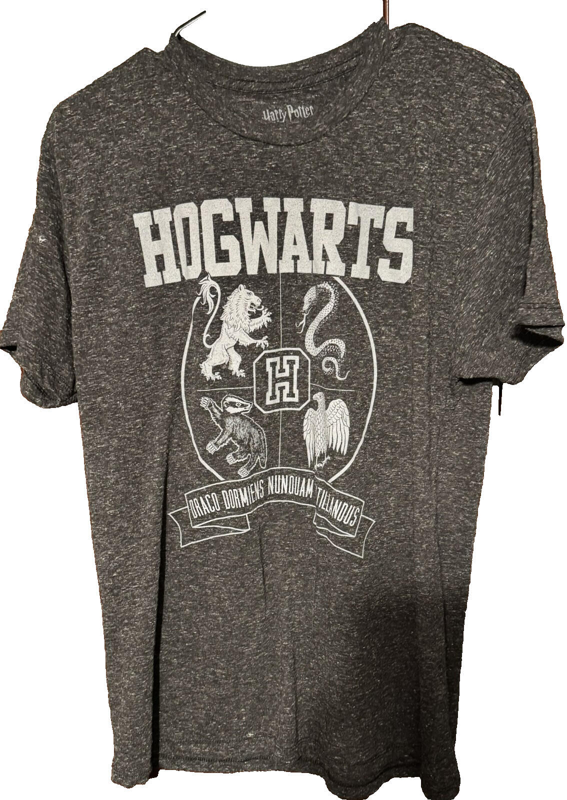 Harry Potter Hogwarts Super Soft T Shirt Men's Size L Gray
