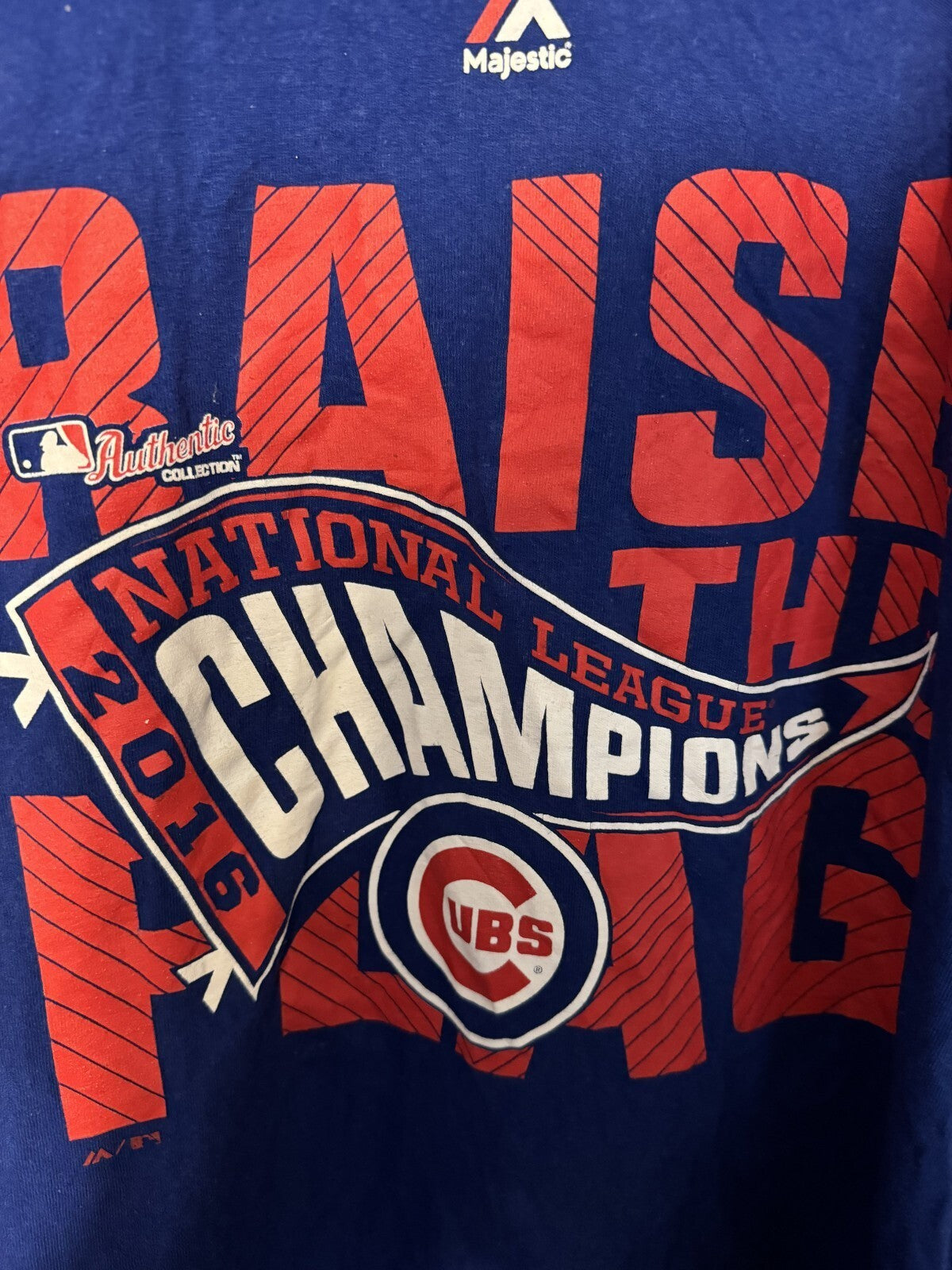 Chicago Cubs 2016 NL Champion Majestic Tee Men Size XL Blue