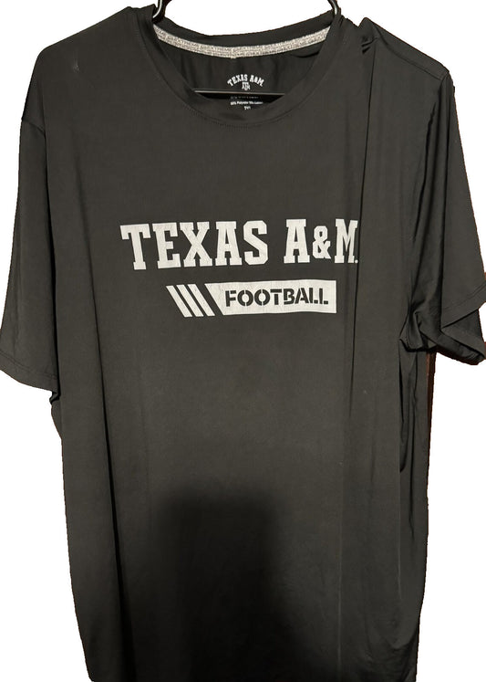 Texas A&M Aggies Football T-Shirt Black Logo Men's Size XXL