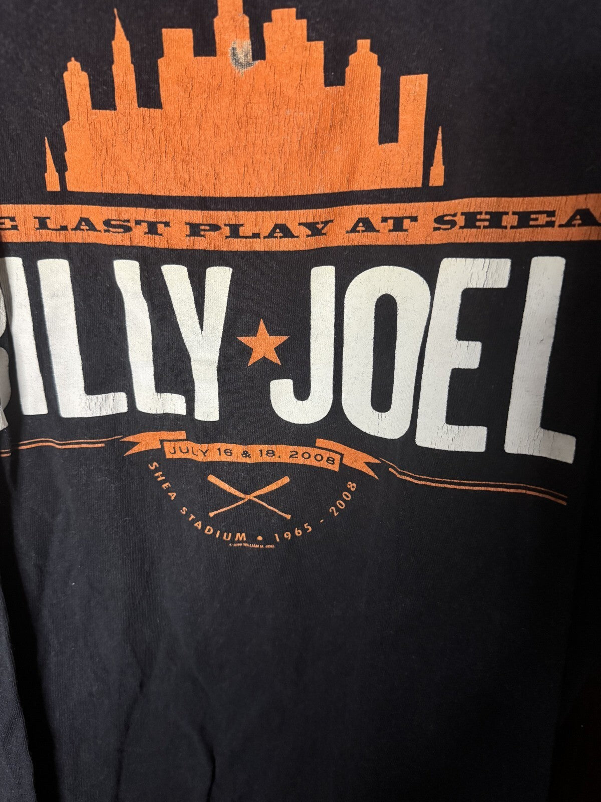 Billy Joel 2008 Last Play at Shea Concert t-shirt Black Men's size XL
