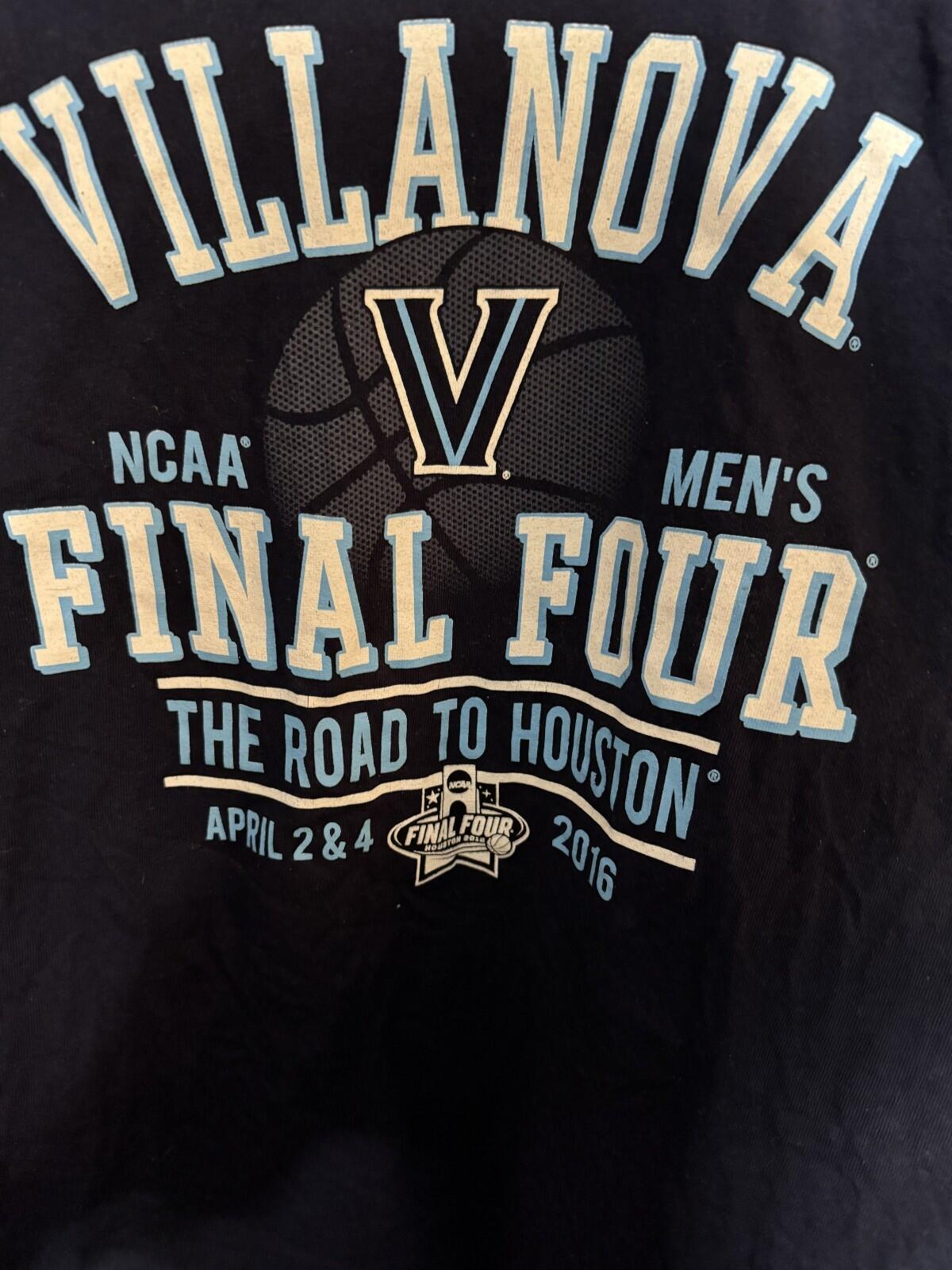 Villanova Wildcats 2016 Final Four S/S Tee Shirt Sz L Blue