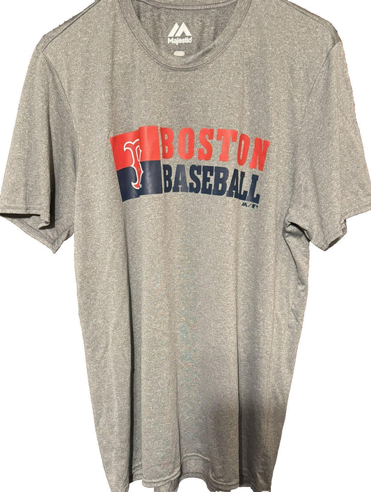 Boston Red Sox Majestic Short Sleeve Tee Men's L Gray MLB