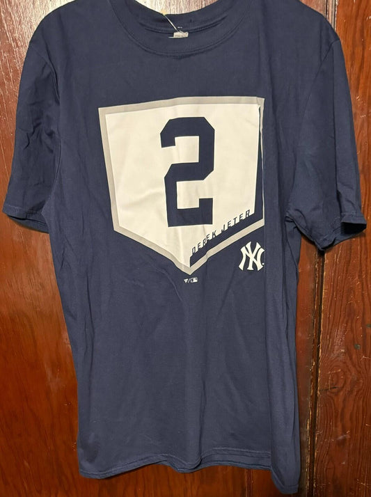 New York Yankees Fanatics Derek Jeter T-Shirt Men Sz L Blue NEW WITH TAGS