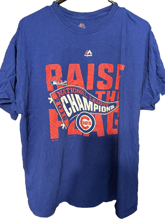 Chicago Cubs 2016 NL Champion Majestic Tee Men Size XL Blue