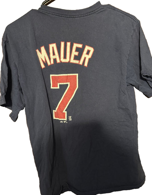 Minnesota Twins Joe Mauer Majestic T-shirt Blue Kid's Sz XL