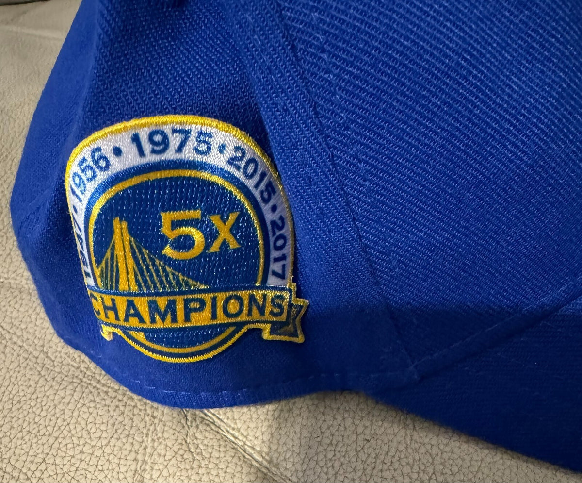 Golden State Warriors New Era Blue 5x Champions 39Thirty Flex Fit Hat Sz M/L