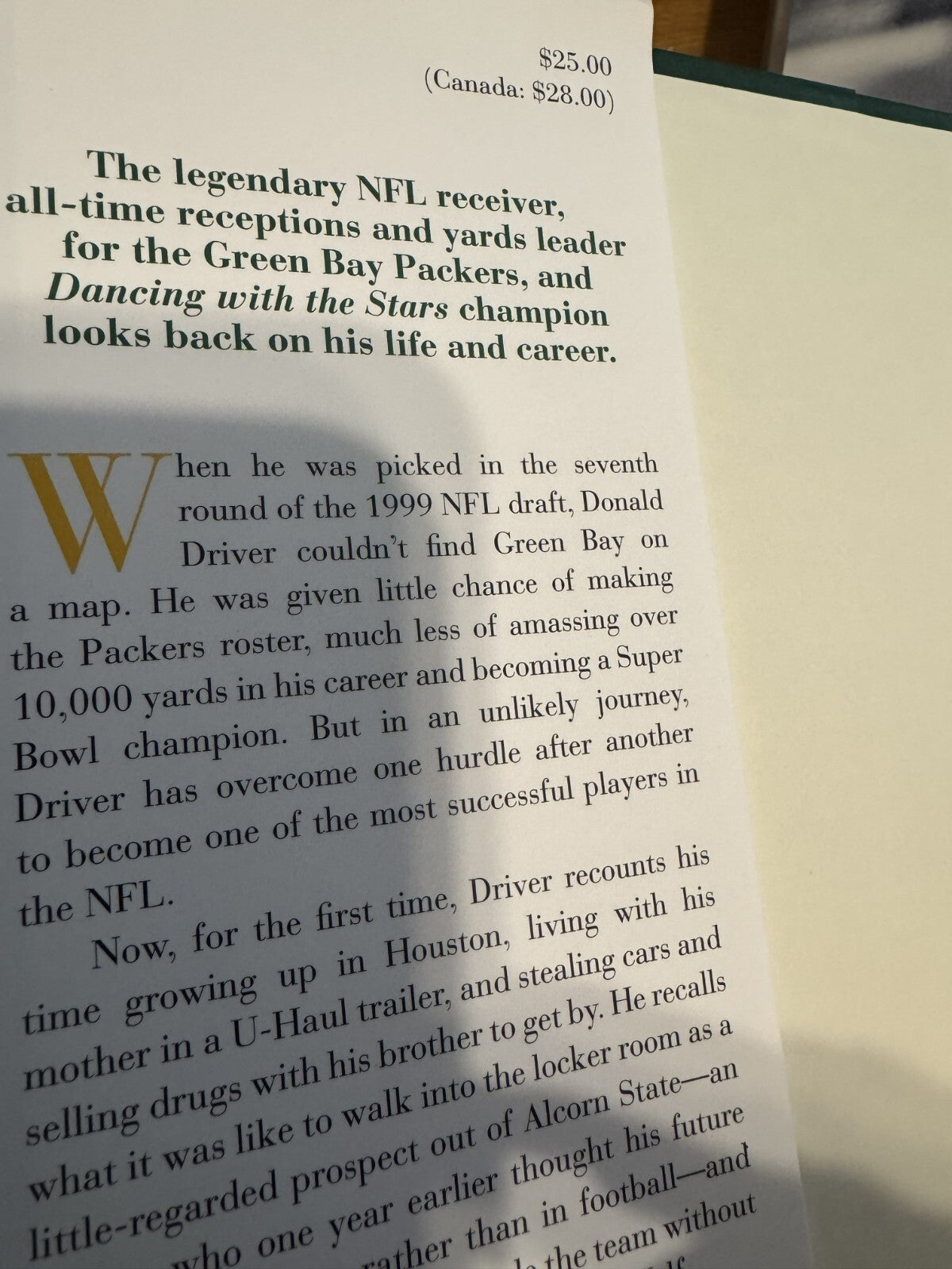 Driven: The Autobiography of Donald Driver hardcover Green Bay Packers