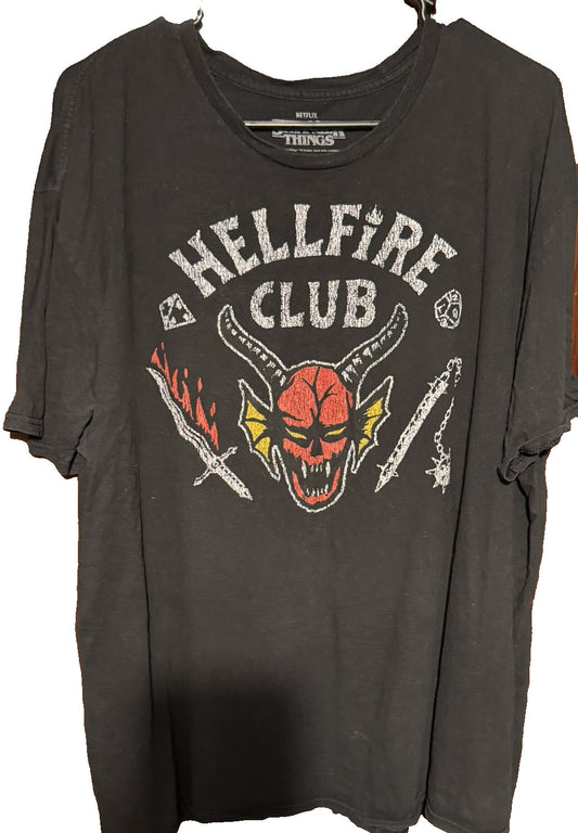Stranger Things Hellfire Club T-Shirt Black Men's Size 2XL