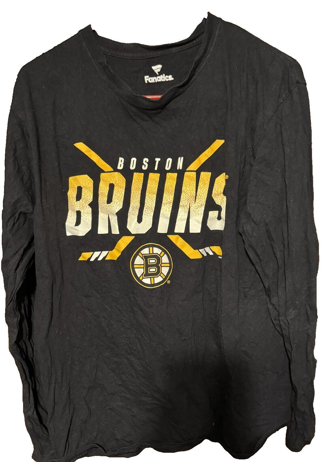 Boston Bruins Fanatics Long Sleeve Black T-Shirt Men's Sz L