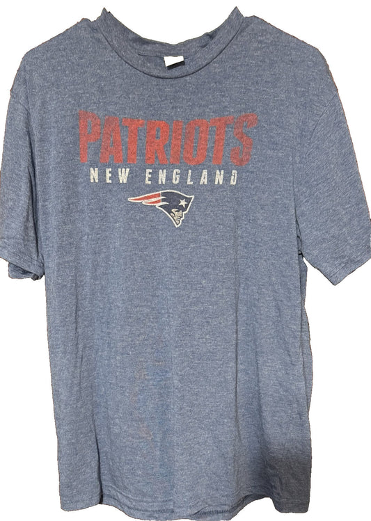 New England Patriots S/S T-Shirt Men L Blue Tee NFL Football