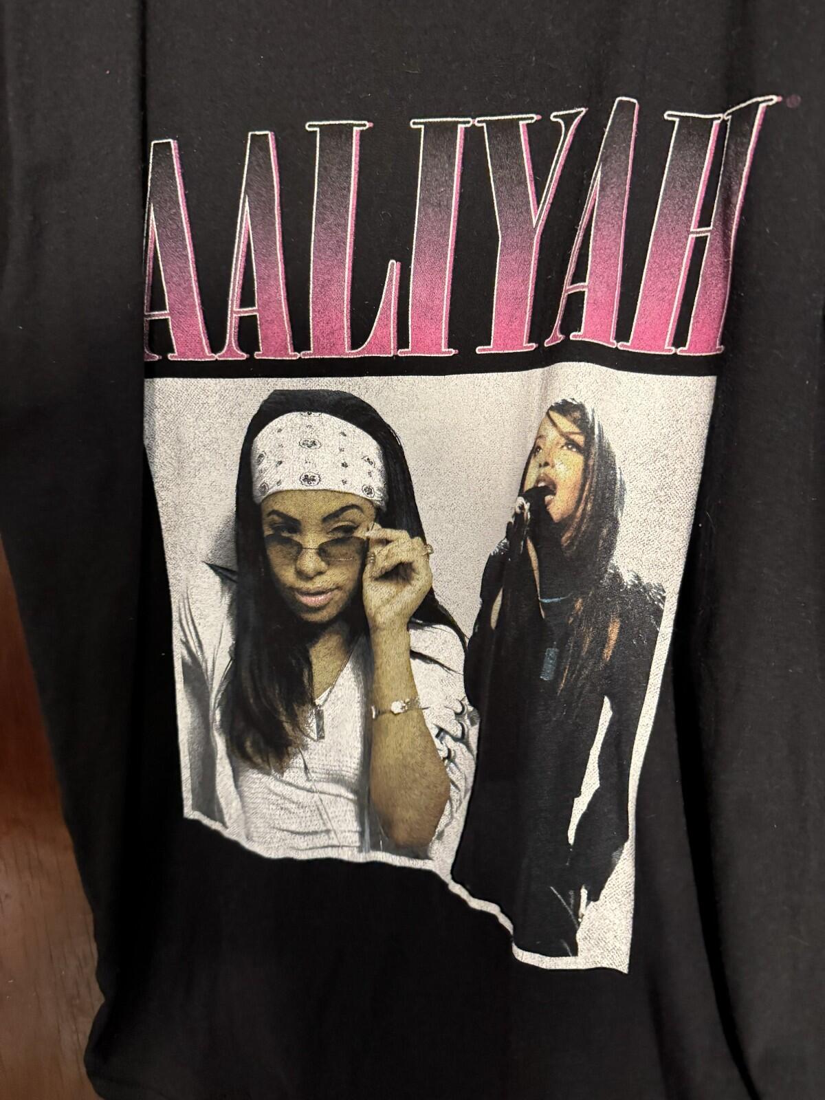 Aaliyah Pop Music S/S T-Shirt Black Men sz L