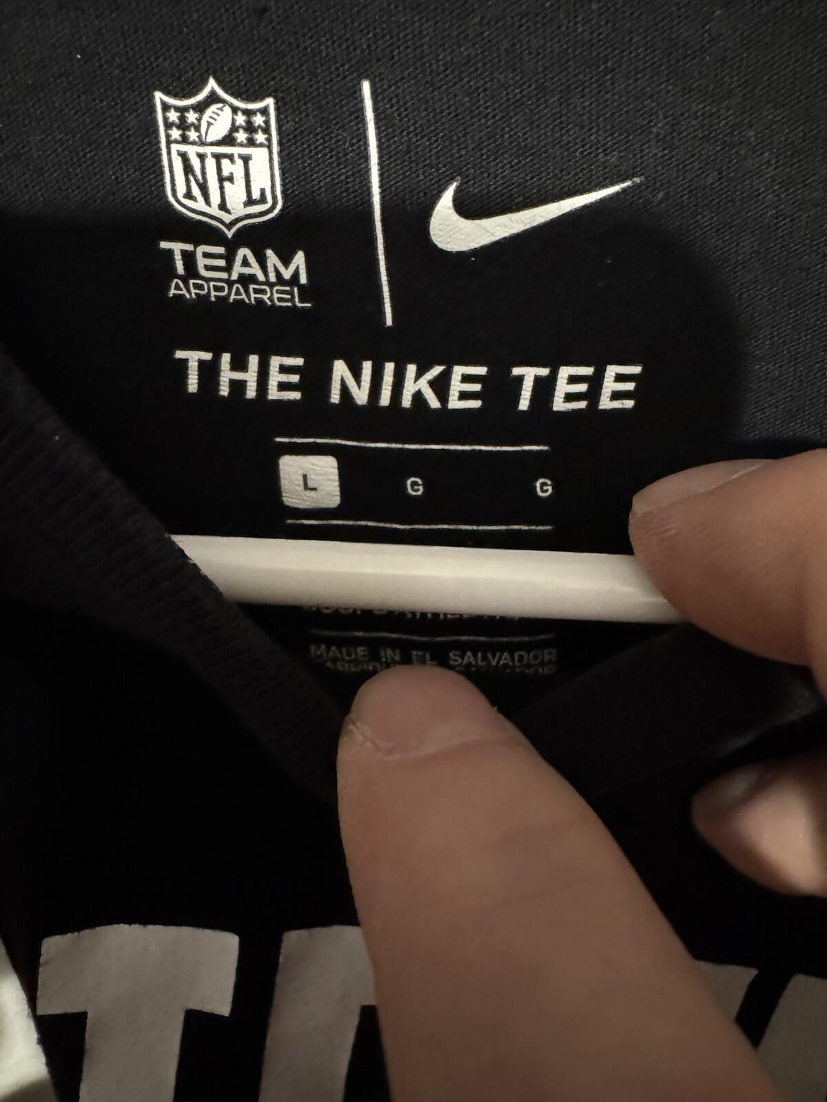 Las Vegas Oakland LA Raiders NFL Black Tee Men sz L Nike