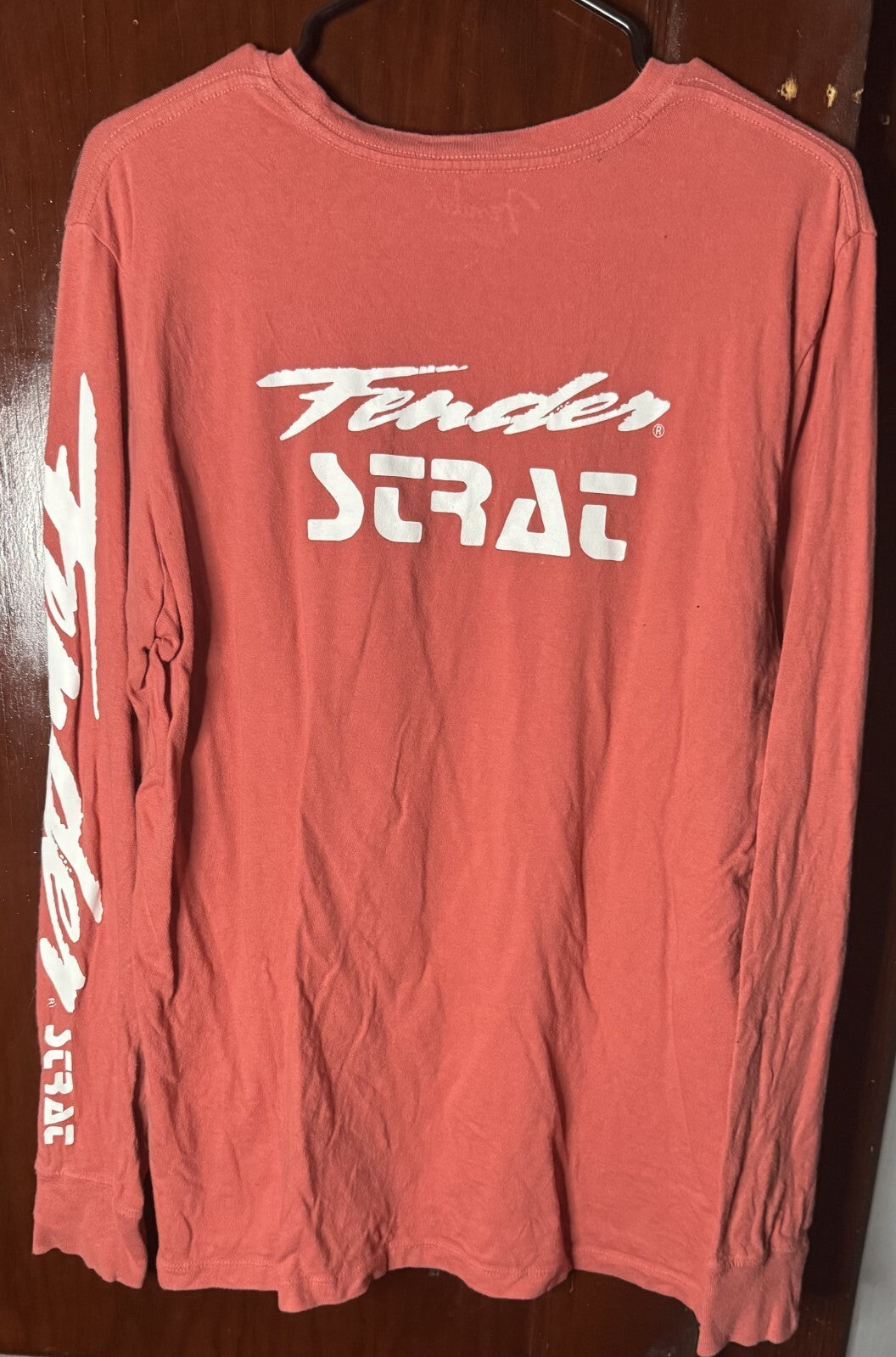 Fender Stratocaster Lucky Brand Long Sleeve Red T-shirt Men's size L