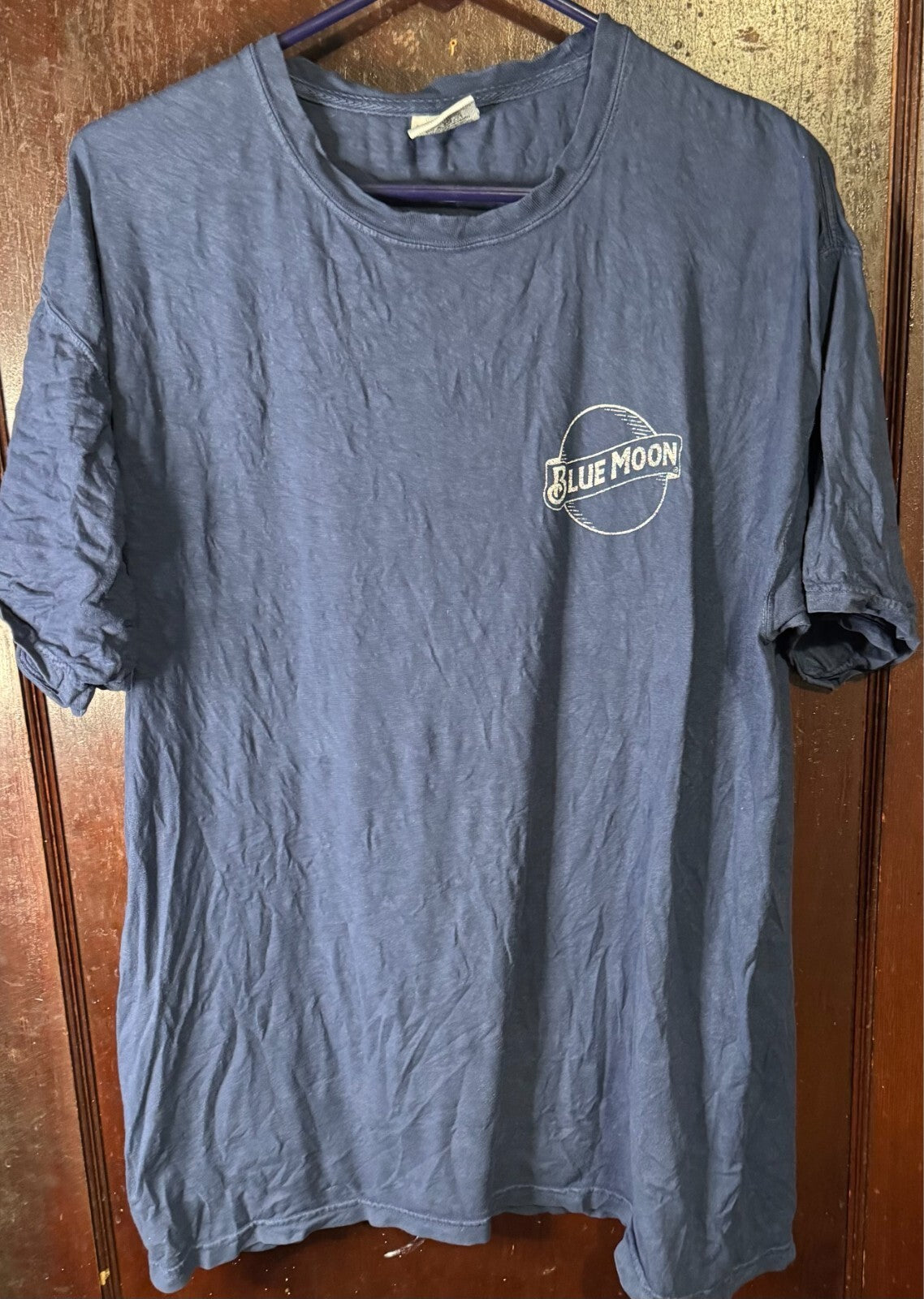 Blue Moon Beer Blue Vintage Logo Tee Shirt Men Sz L