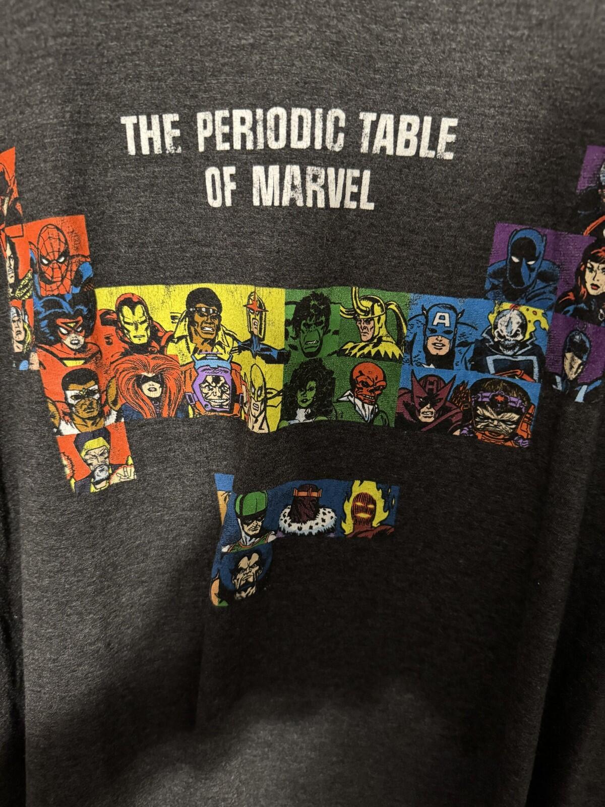 Marvel Periodic Table Avengers Short Sleeve Tee shirt Men's Sz 2XL Black