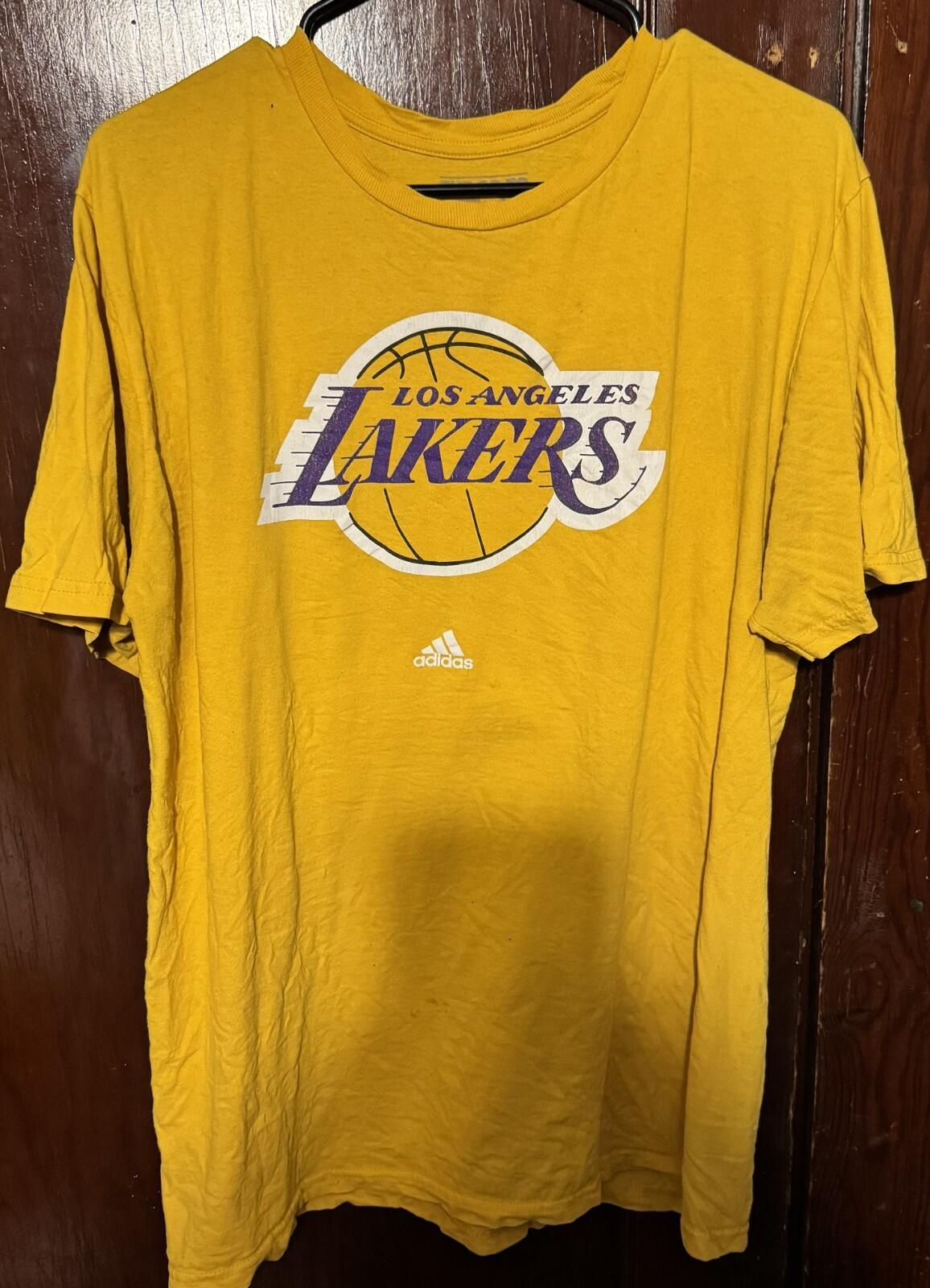 Los Angeles Lakers Adidas Men Size L Yellow S/S T-Shirt