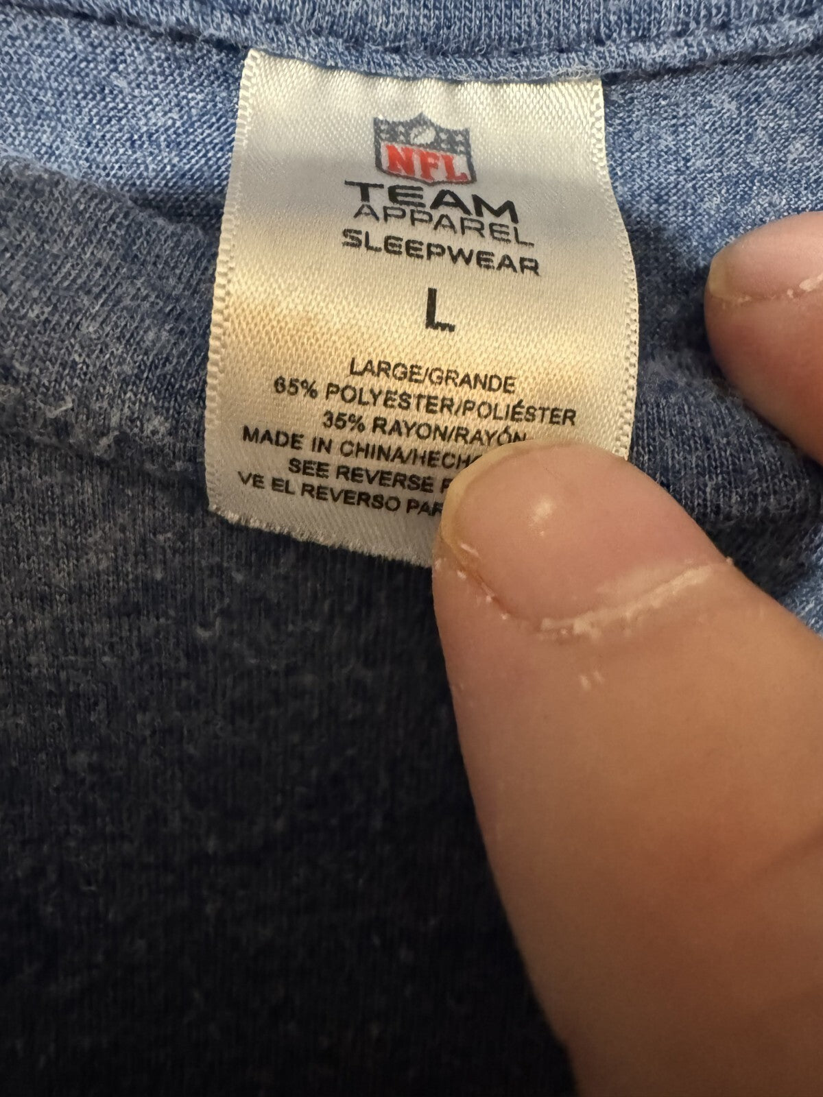 New England Patriots S/S T-Shirt Men L Blue Tee NFL Football