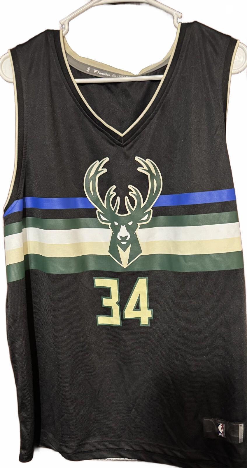 Milwaukee Bucks Giannis Antetokounmpo Fanatics Jersey Black Men Sz XXL