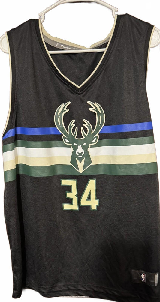 Milwaukee Bucks Giannis Antetokounmpo Fanatics Jersey Black Men Sz XXL