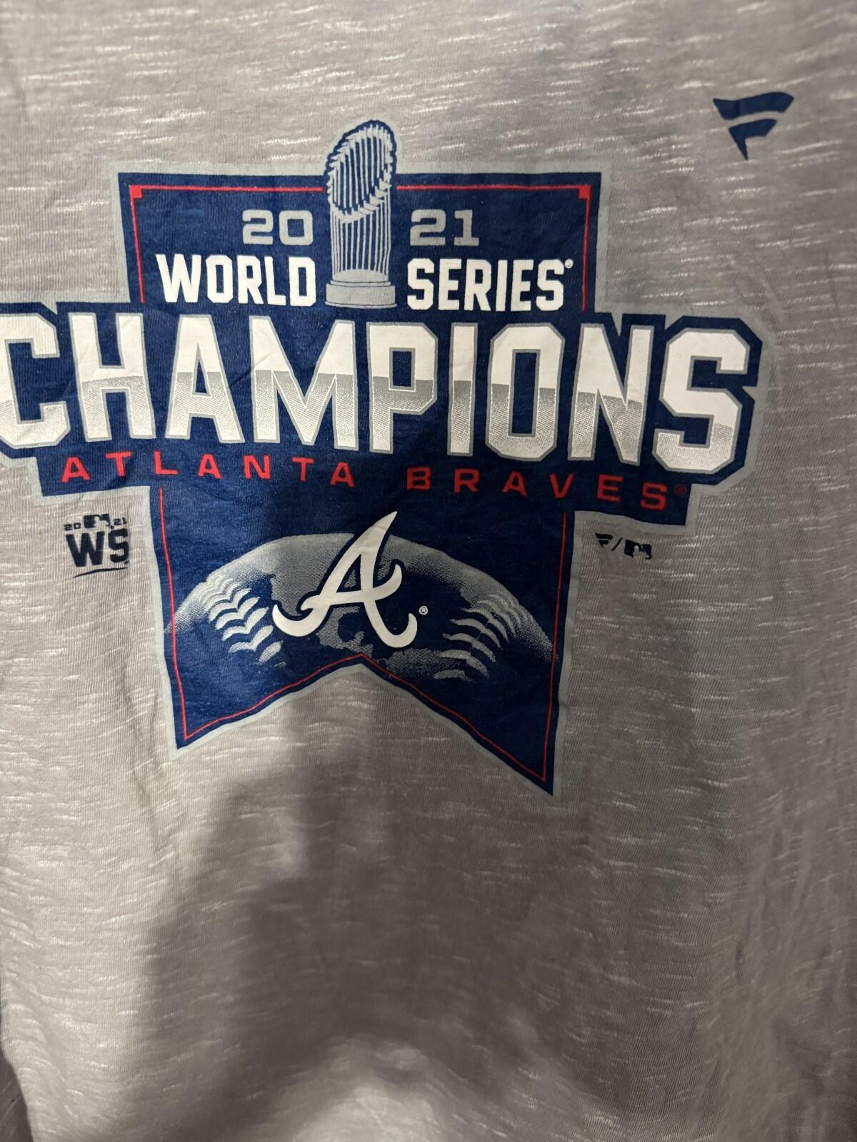 Atlanta Braves 2021 World Series Champs Fanatics T-Shirt Women's Sz L Gray