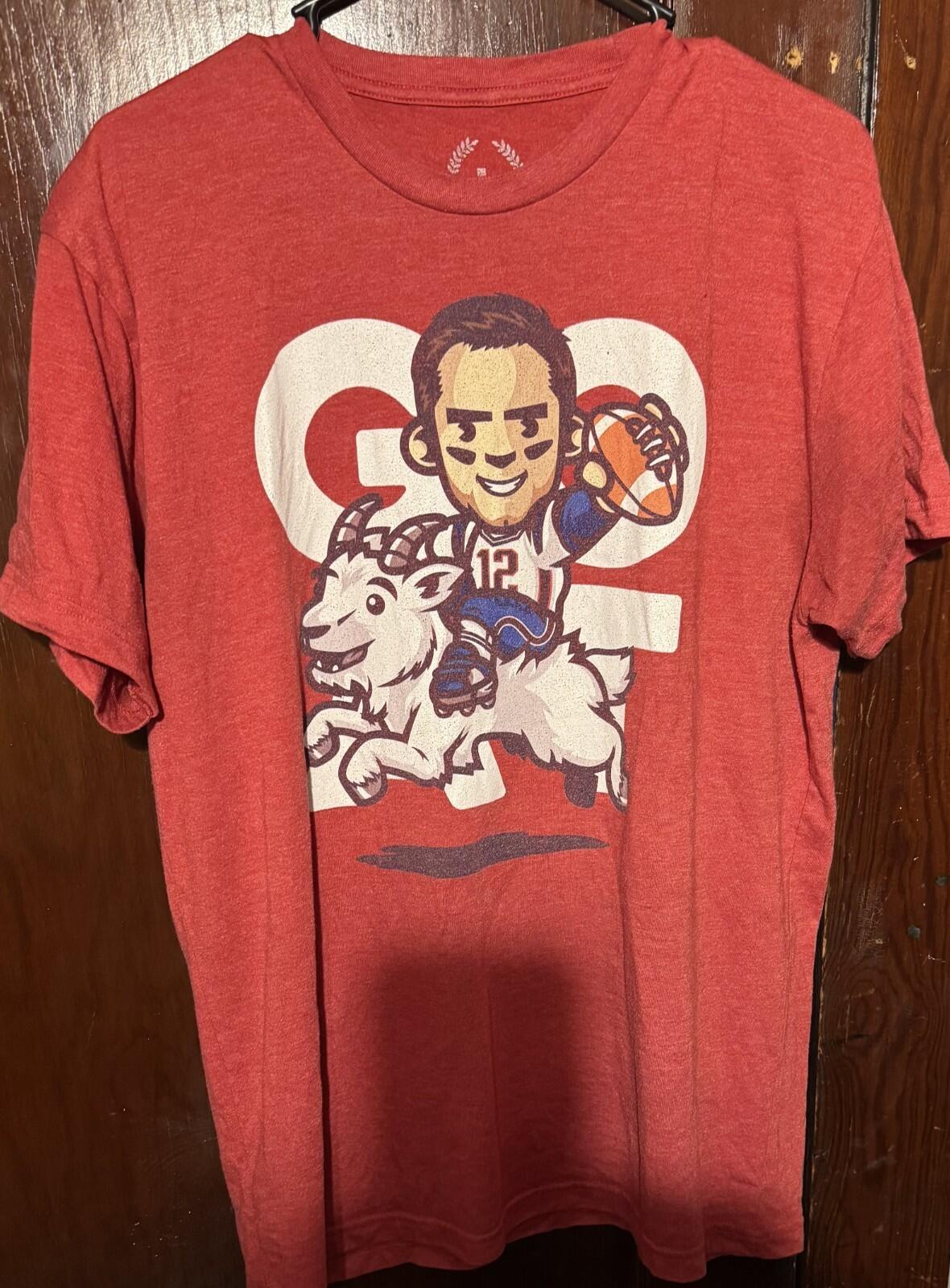 Tom Brady Short Sleeve GOAT T-Shirt Men’s Sz L Red