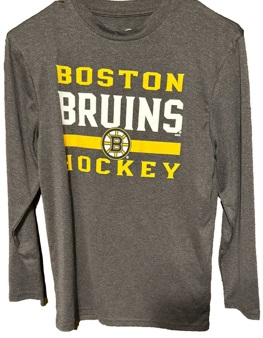 Boston Bruins Long Sleeve Tee Kid's Sz L Gray
