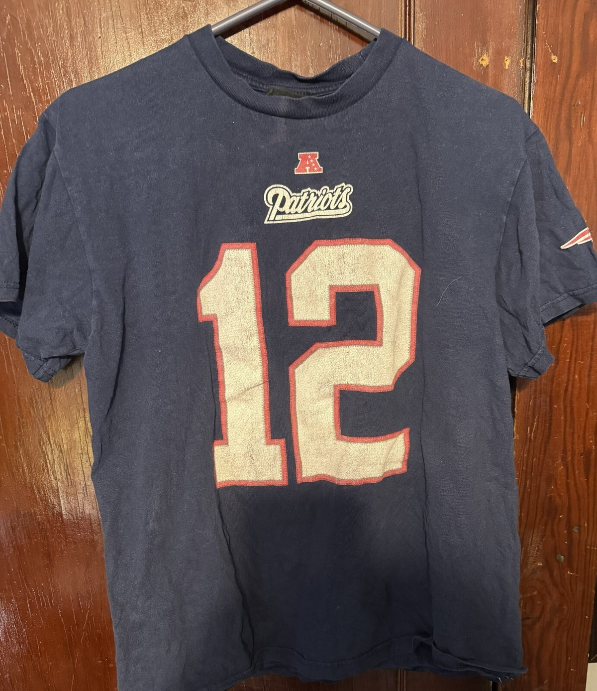 New England Patriots Tom Brady #12 Player Tee Men M Blue