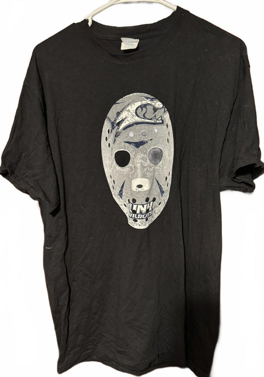 New Hampshire Wildcats UNH Hockey Mask T-shirt Men's L Black
