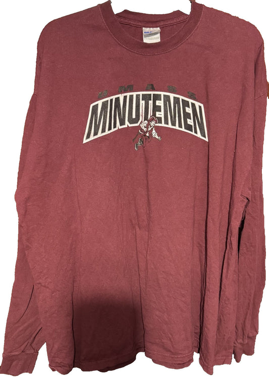 UMass Minutemen L/S T-Shirt Men's XXL Red Massachusetts
