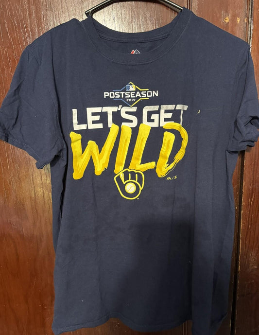 Milwaukee Brewers 2019 Playoffs Blue T-Shirt Men Sz M
