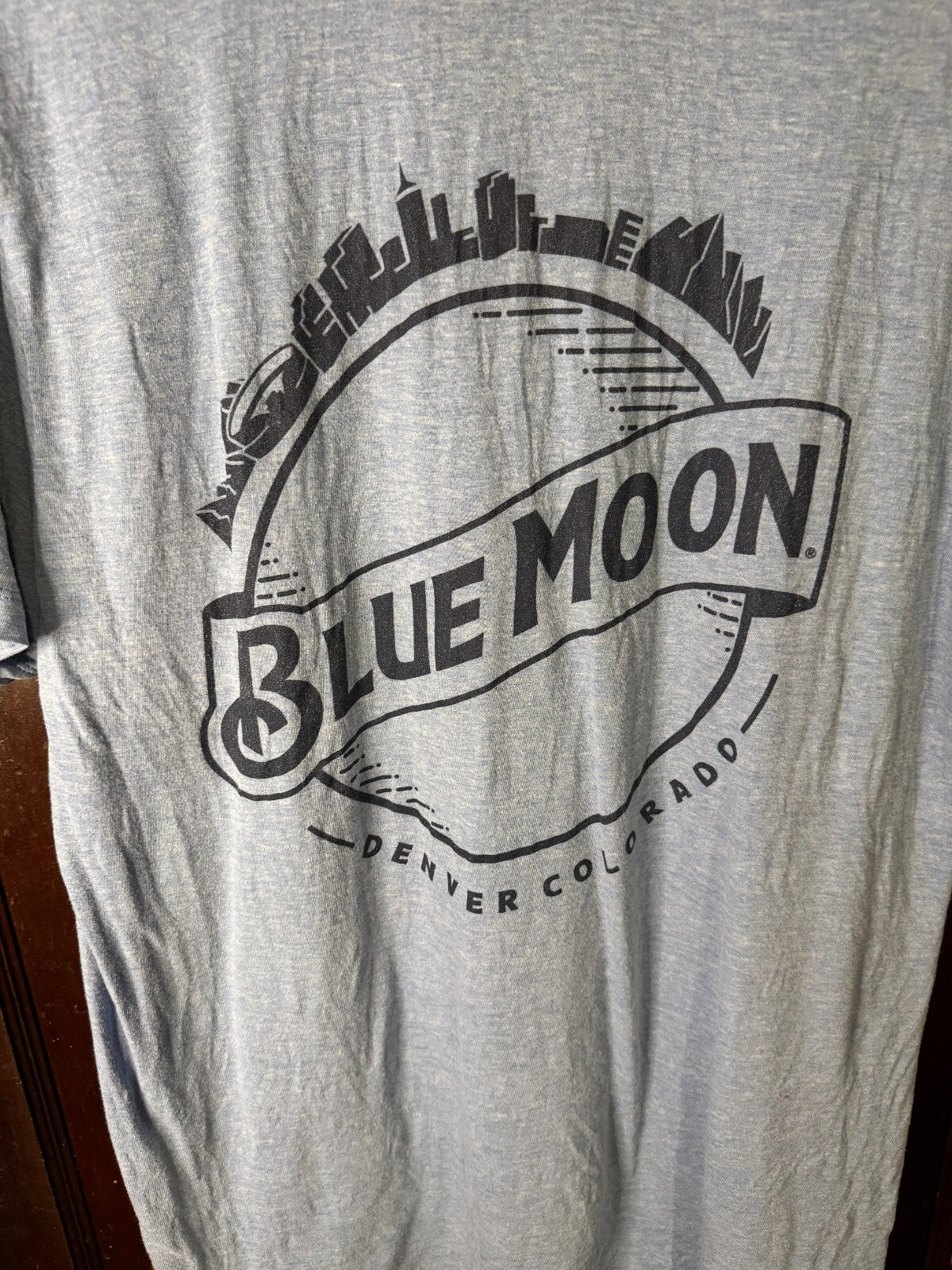 Blue Moon Beer Blue Vintage Logo Tee Shirt Men Sz L
