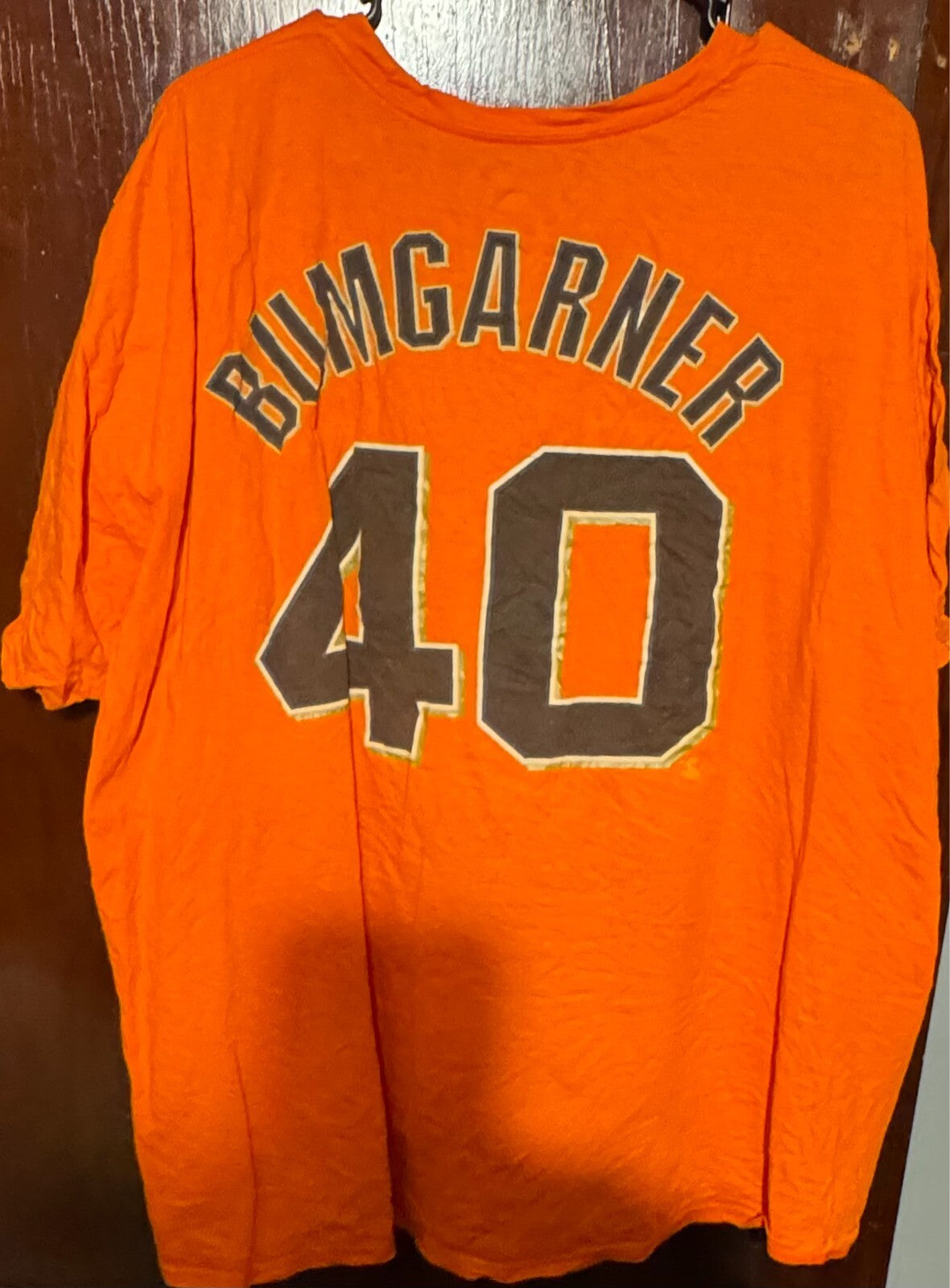 San Francisco Giants Madison Bumgarner Majestic Orange Player T-Shirt Sz 3XL